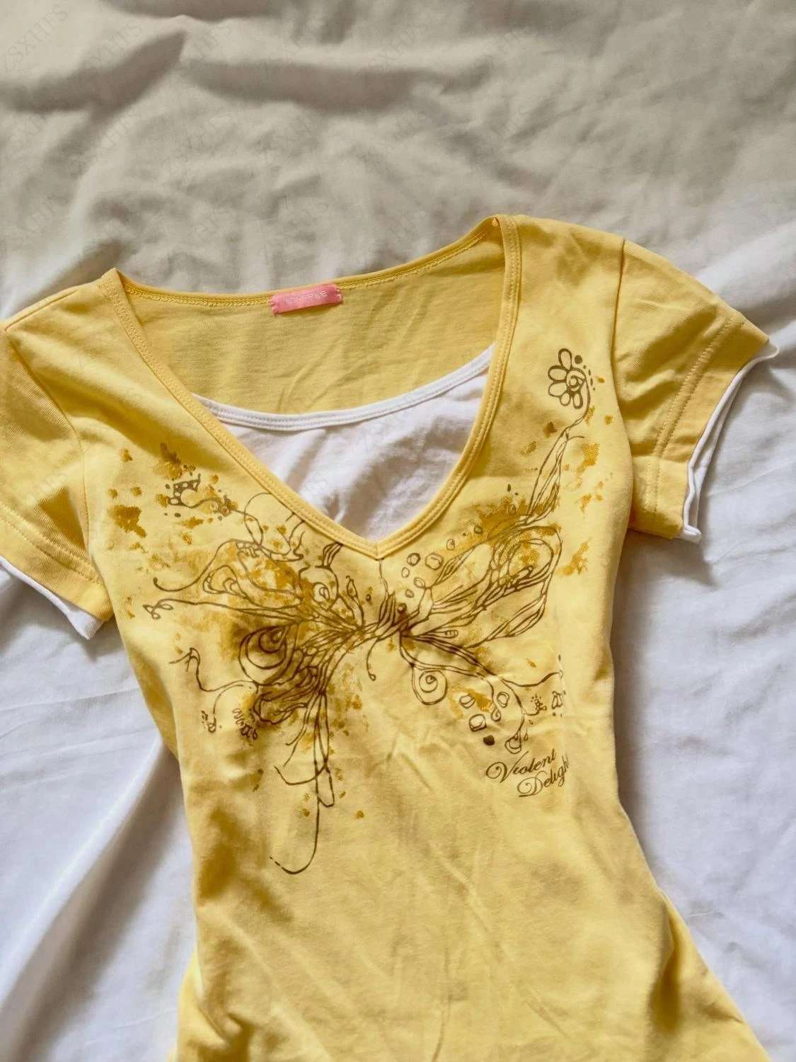 Sweet Crop Top Summer Vintage Women T Shitrs Kawaii Flower Aesthetic Top Gyaru 90s Trendy Short sleeve Femme Cuteore Baby Tee
