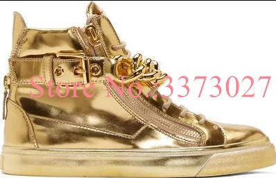 Gold Color Chains Decor Lady Shoes Fashion Design Platform Flat Casual Shoes Large Size Man Woman Shoes Dropship