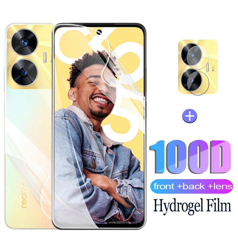 Передняя Задняя Гидрогелевая пленка для Realme C55 Защитная пленка для экрана RealmI C 55 55C RealmeC55 Защитное стекло для объектива камеры 6,72 дюйма