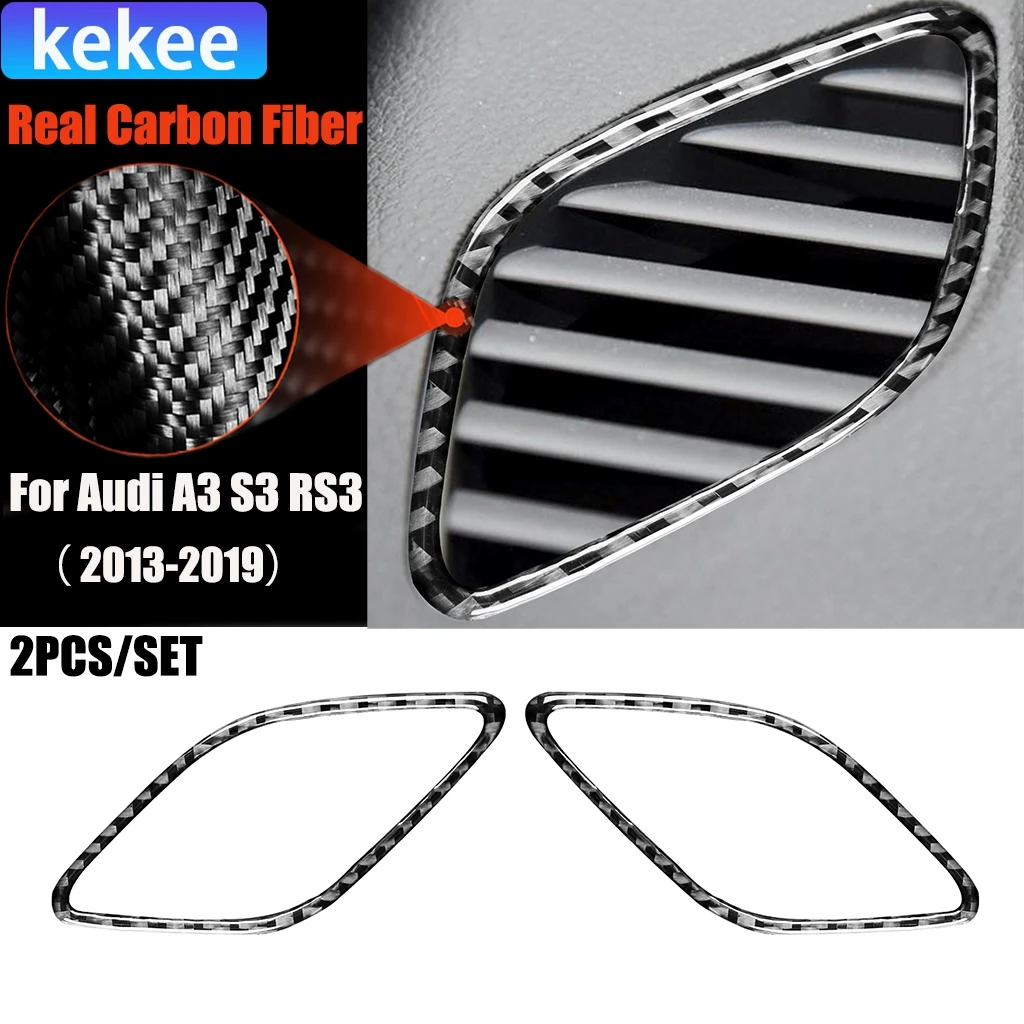 

Carbon Fiber Car Accessories Dashboard Defogging Air Vents Modified Interior Trim Cover Sticker For Audi A3 S3 RS3 8V 2013-2019