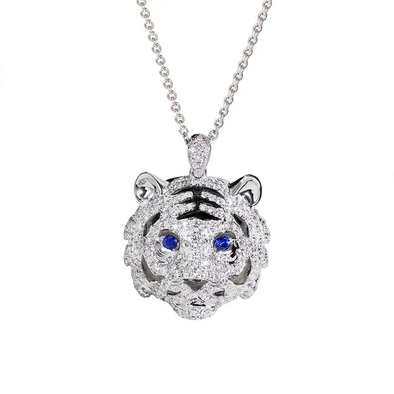 New Design - Dominant Tiger Pattern Set - S925 AAAA Zircon Ring - Party Hip-Hop Style - Diamond Set Earrings, Necklace