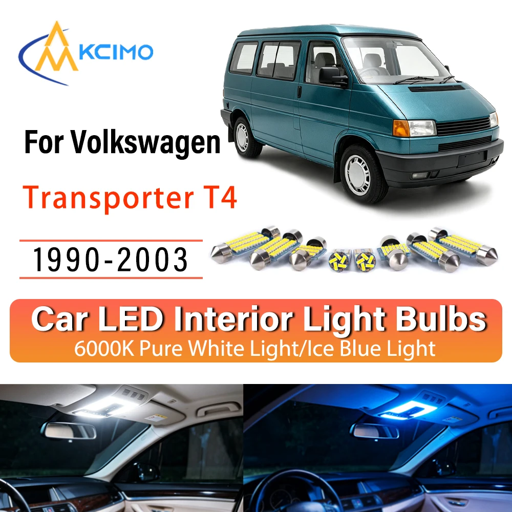 Суперяркие светодиодные внутренние светильники для Volkswagen Transporter T4 1990-2003, качественные, простые в установке, синий свет, комплект белого света
