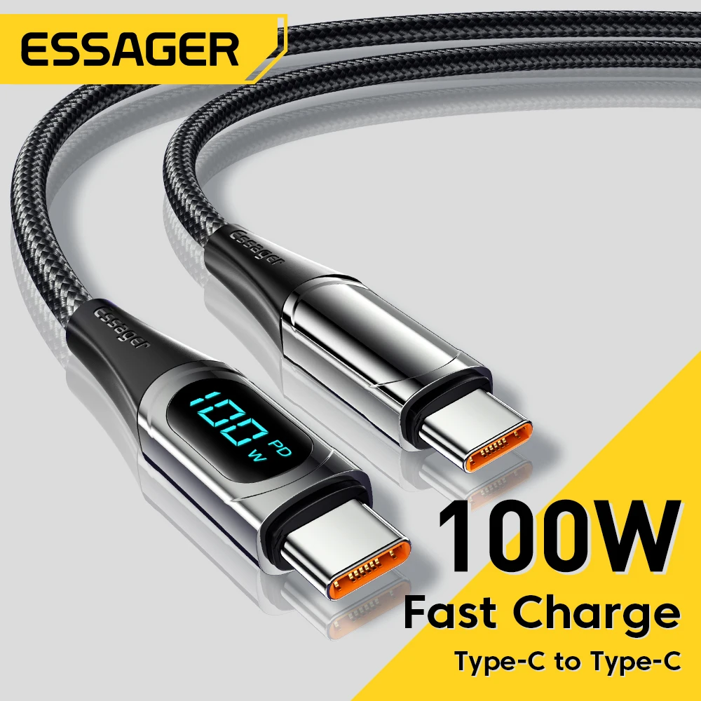 Essager Type C to Type C Cable 100W PD Fast Charging Charger USB C to USB C Display Cable For Xiaomi POCO f3 Realme Macbook iPad