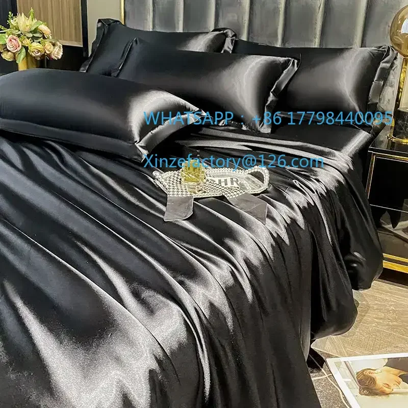 تخصيص الشمال طقم سرير من الحرير مع غطاء لحاف غطاء سرير المخدة الفاخرة زوجين واحدة مزدوجة الصيف 1/2 شخص الصلبة B