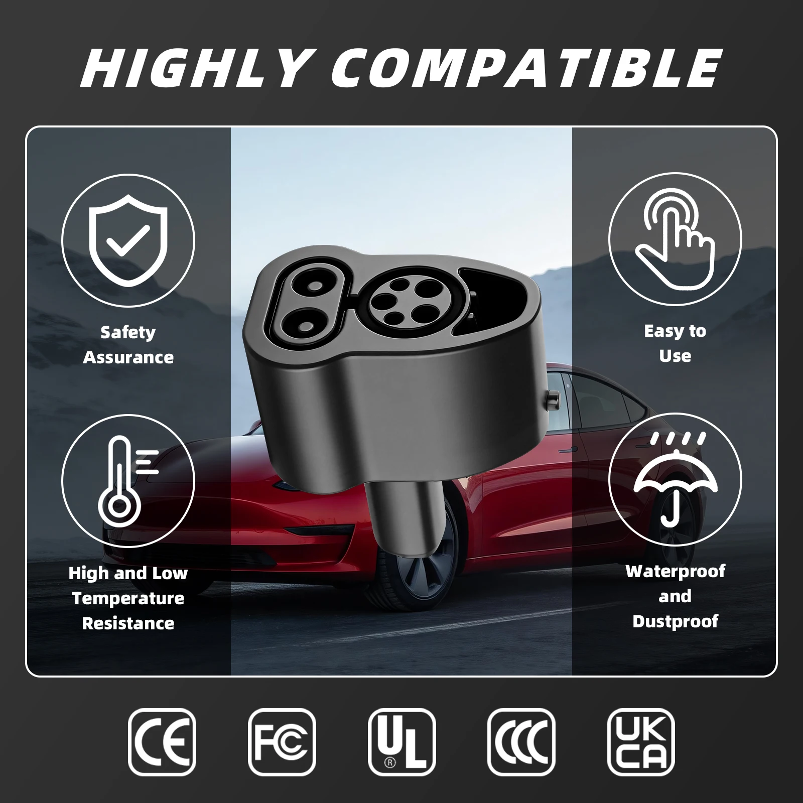 CCS1-테슬라 DC 어댑터 250A/300A 200V-1000V DC CCS2 어댑터 (3, Y, S, X EV 충전기 커넥터용) EV 충전 어댑터 썸네일 3