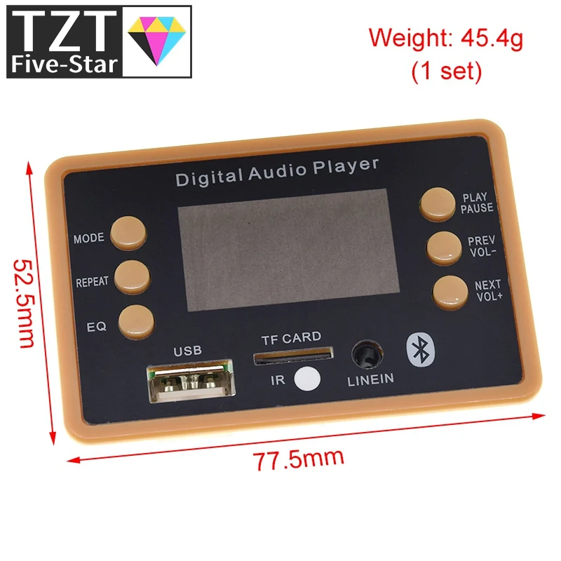 TZT NEW Color screen Wireless Bluetooth MP3 WMA Decoder Board Audio Module Support USB TF AUX FM EQ function For Car accessor