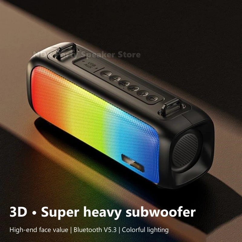 

New Wireless Handheld High-power Outdoor Audio Rgb Colorful Light Desktop Bluetooth V5.3 Speaker Portable Super Heavy Subwoofer