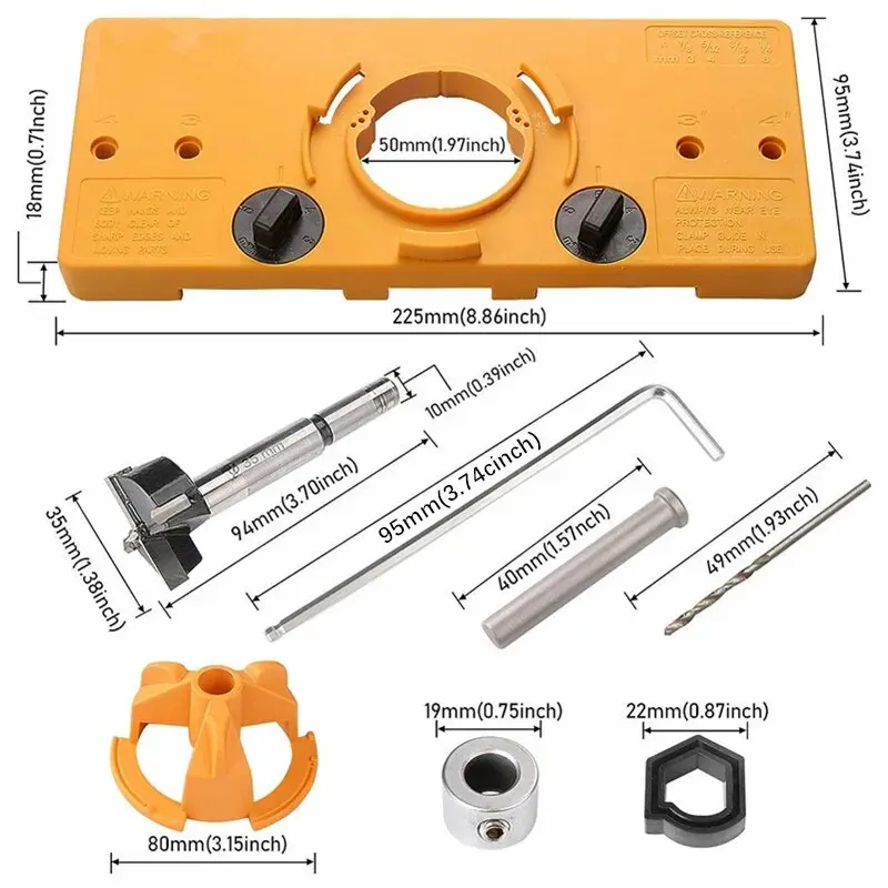 Woodworking 35mm Hinge Hole Jig Drill Guide Set, Closet  Cabinet Door Installation