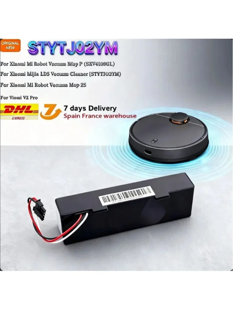 18650 4S1P 14,8V 12800mAh Akku für Xiaomi Mijia Mi Robot Vacuum-Mop P Saug- und Wischroboter STYTJ02YM Li-Ionen-Akku