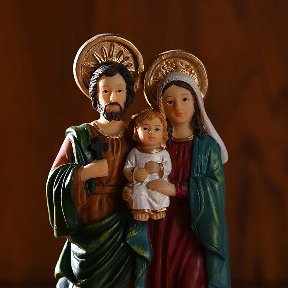 

Jesus Nativity Resin Statue Desktop Sculpture Decorative Religious Christmas Ornament Home Decor