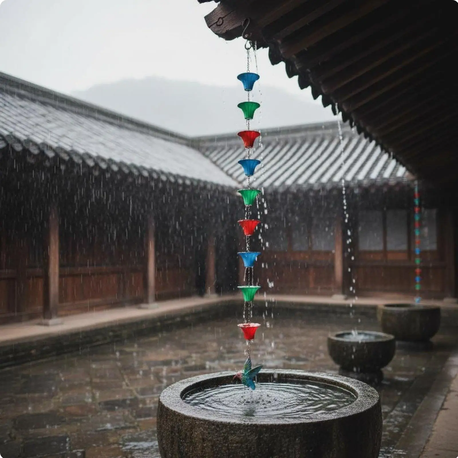 Artistic Iron Rain Chain with Decorative Bird Pendant Functional Crafts Downspout Alternative for Home Garden