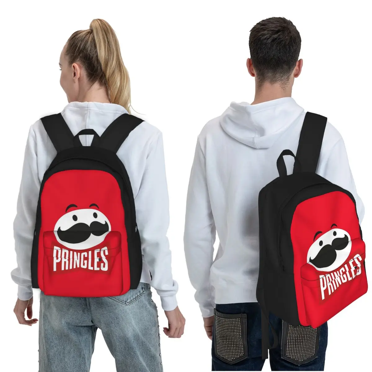 Potato Crisps Chips Pringles Print Student Backpack School Bag Hiking Travel Daypack for Men Women Fashion Bookbag Shoulder Bags