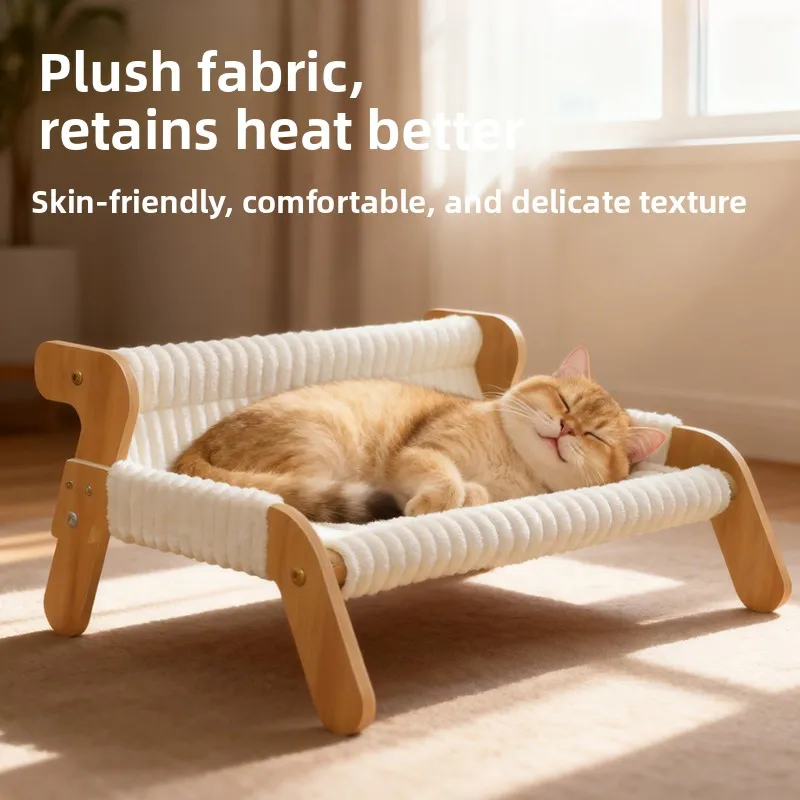 

Утепленная деревянная подвесная кровать-лежанка большого размера со встроенным диваном для зимы, защита от холода и влаги, товары для животных