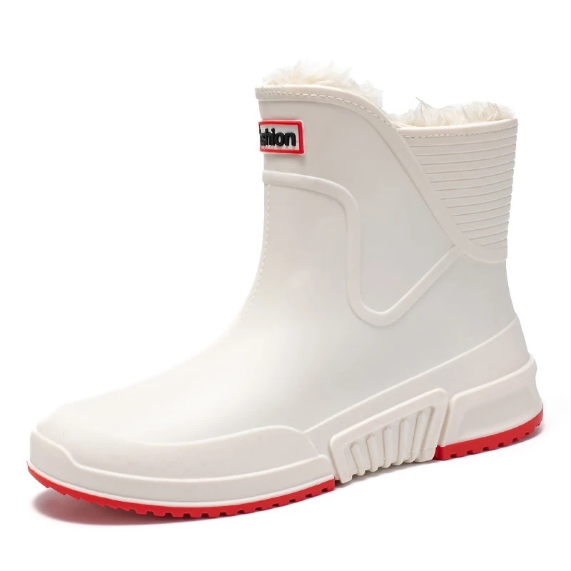 

New men's winter style, cotton-padded, warm, non-removable, fashionable and casual rain boots, work chef shoes, cotton shoes