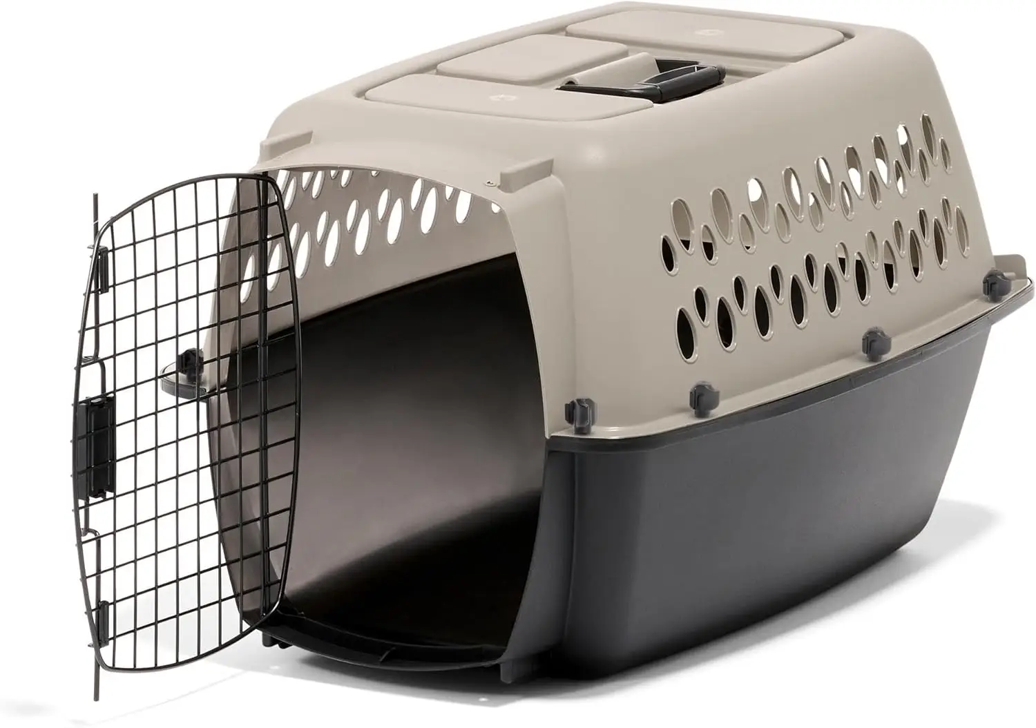 

Portable Dog Kennel Carrier for Small Pets 10-20 lbs, Airline-Friendly Travel Crate 24" Long Taupe & Black