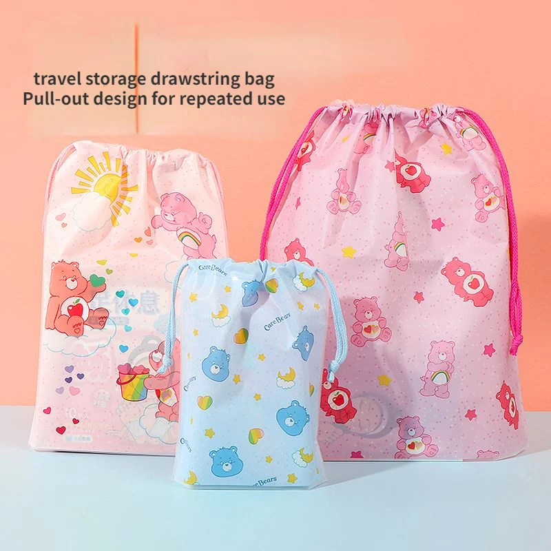 MINISO Kawaii Care Bears Cartoon Travel Storage borsa con coulisse può contenere borse per trucco e articoli da toeletta portatili