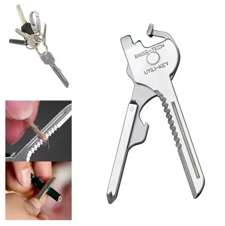 1PC New 6 in 1 Key Knife Outdoor Stainless Steel Multi-function EDC Gadget Bottle Opener Screwdriver Portable Combination