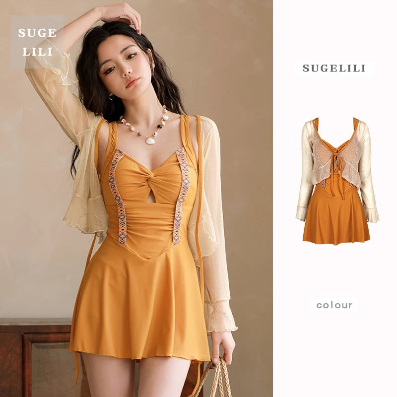 

Women's One-Piece Swimsuit with Cover up High Ba Design Thermal Spa Sunscreen Beautiful Ba Unique Design High Aesthetic V...