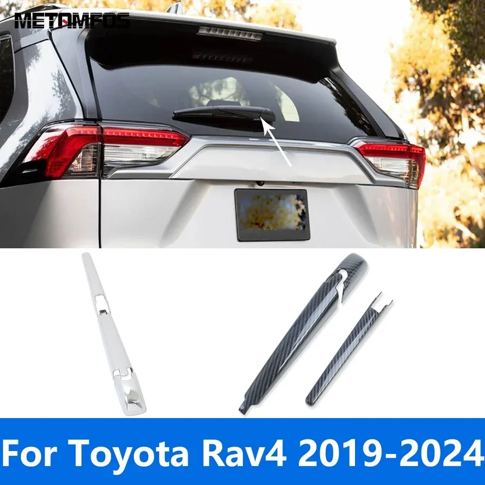 Rear Window Wiper Cover Trim For Toyota Rav4 Rav 4 2019 2020 2021 2022 2023 2024 Carbon Fiber Windshield Wash Strip Accessories