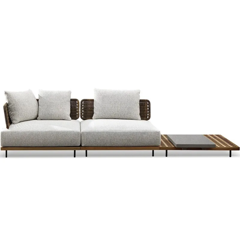 Outdoor sofa, outdoor courtyard leisure coffee table, villa garden teak furniture