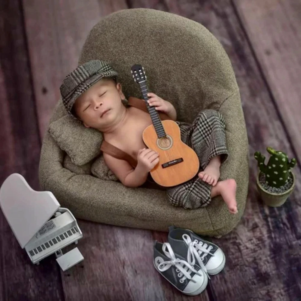 Newborn Photography Outfit Baby Houndstooth Suspender Pants and Beret Set Infant Photo Props Vintage Newborn Photography Costume