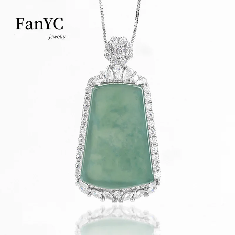 

Natural Jadeite Blue Water Amulet Pendant S925 Silver Inlaid Fashion High-grade Ice Jade Necklace Men and Women Holiday Gift