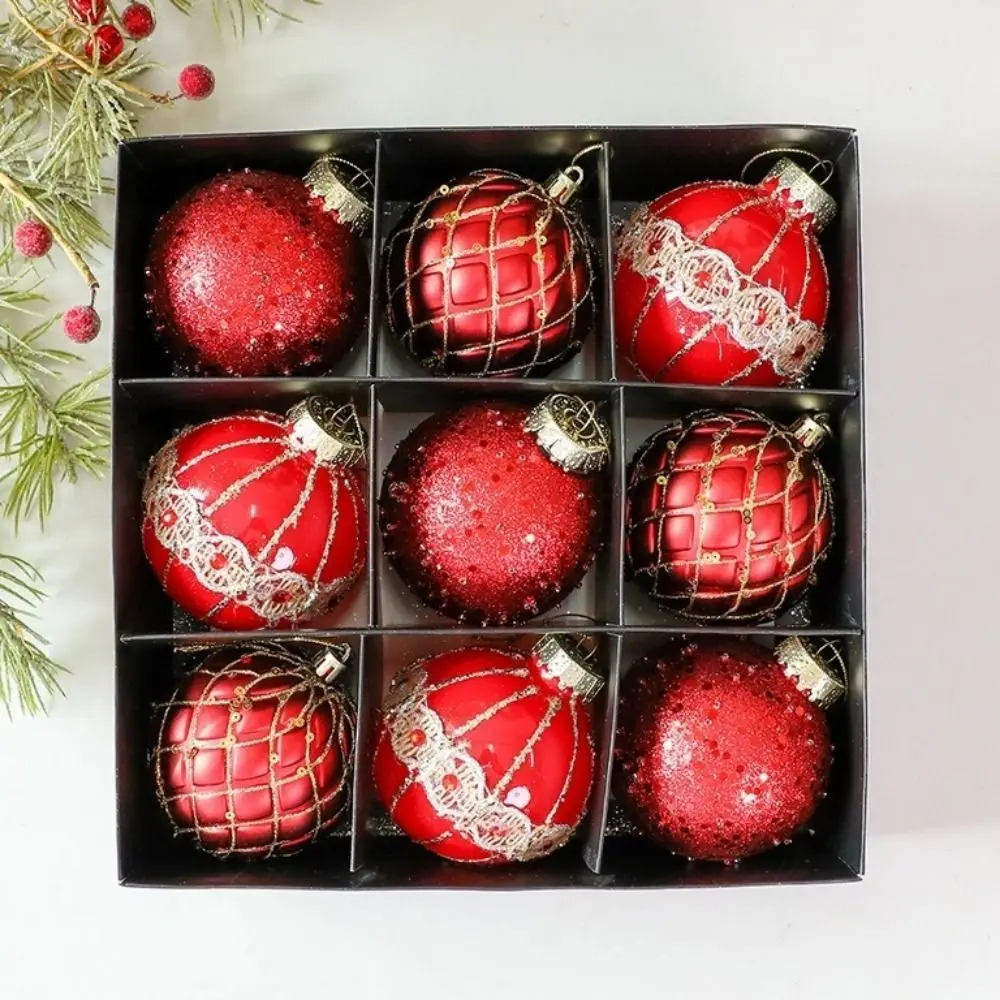 9Pcs 8cm Christmas Balls Shatterproof Decorative Christmas Hanging Pendants Irregular-Shaped Plastic Christmas Tree Decoration