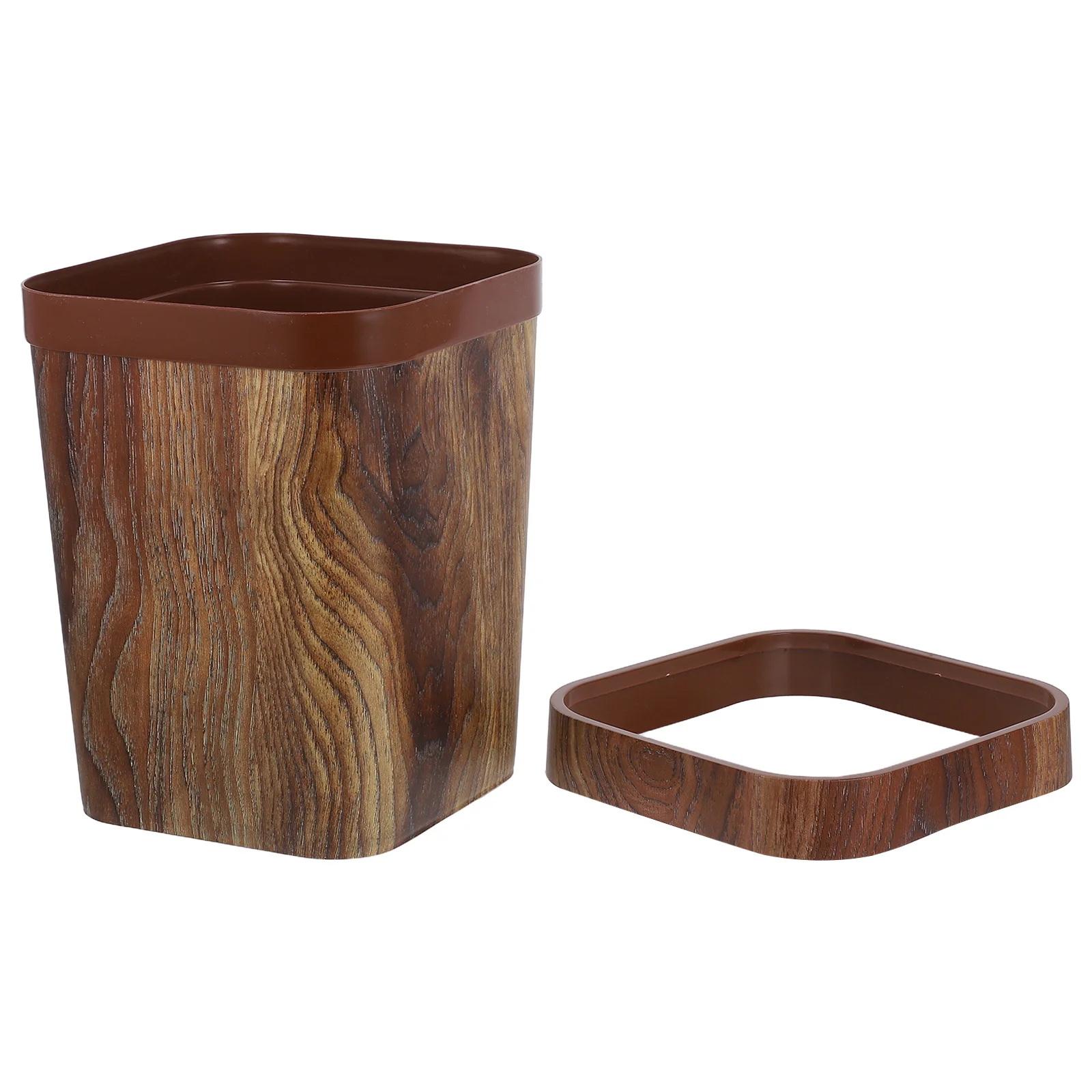 

Modern Wood Grain Trash Can Open Top Design Removable Ring Bathroom Bedroom Kitchen Decorative Wastebasket Modern Trash Can