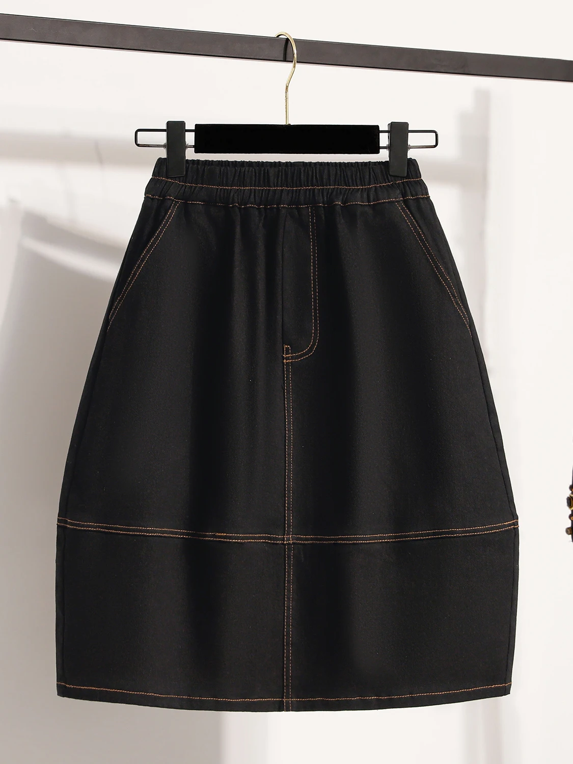 

Летняя джинсовая юбка миди А-силуэта больших размеров с эластичным поясом, свободного кроя, в корейском стиле, для женщин, коллекция 2026 года