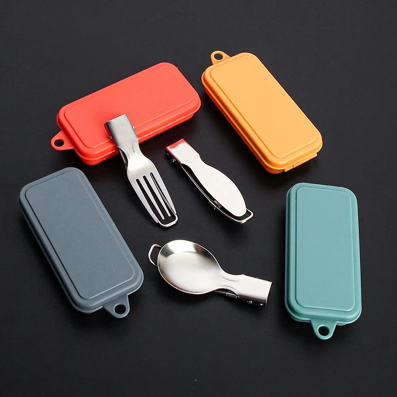 3pcs/box New 304 Stainless Steel Folding Cutlery Knife, Fork And Spoon Set Outdoor Picnic Camping Portable Tableware