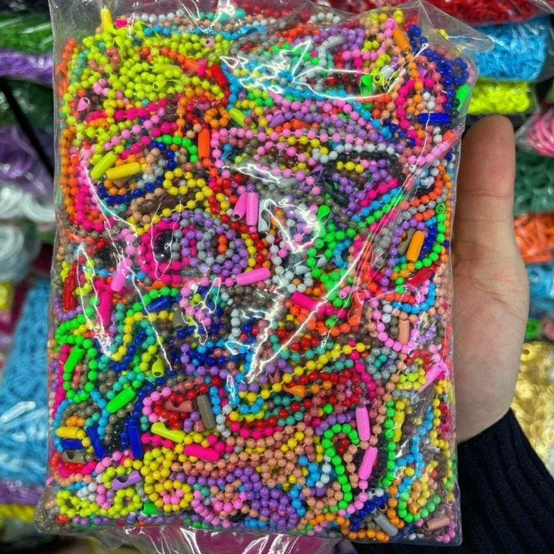 10/500Pcs DIY Colorful Ball Bead Chains Handmade Jewelry Supplies Keychain Connector Label Tag Parts for Bracelets Dolls Craft image 4