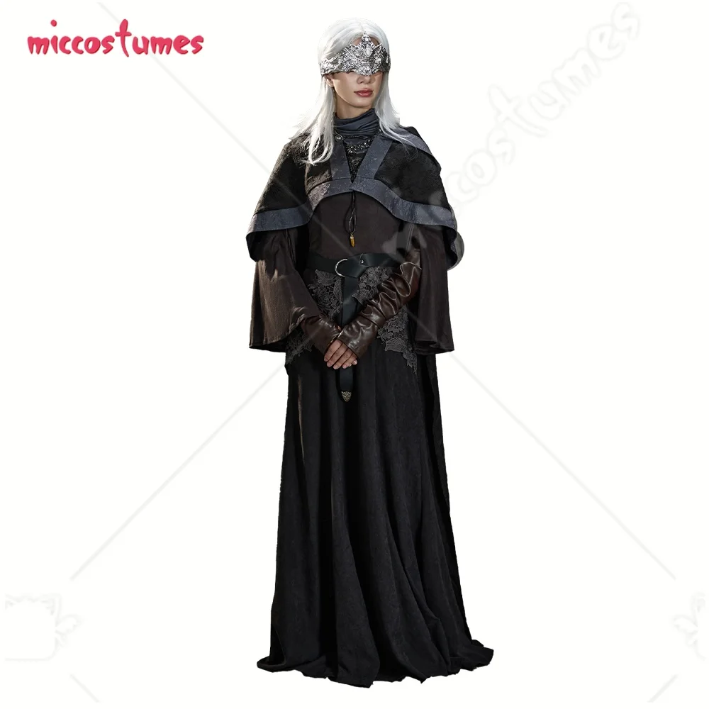 Miccostumes Costume de cosplay noir foncé pour femme, robe mystique avec bandeau, cape et gants pour cosplay Halloween