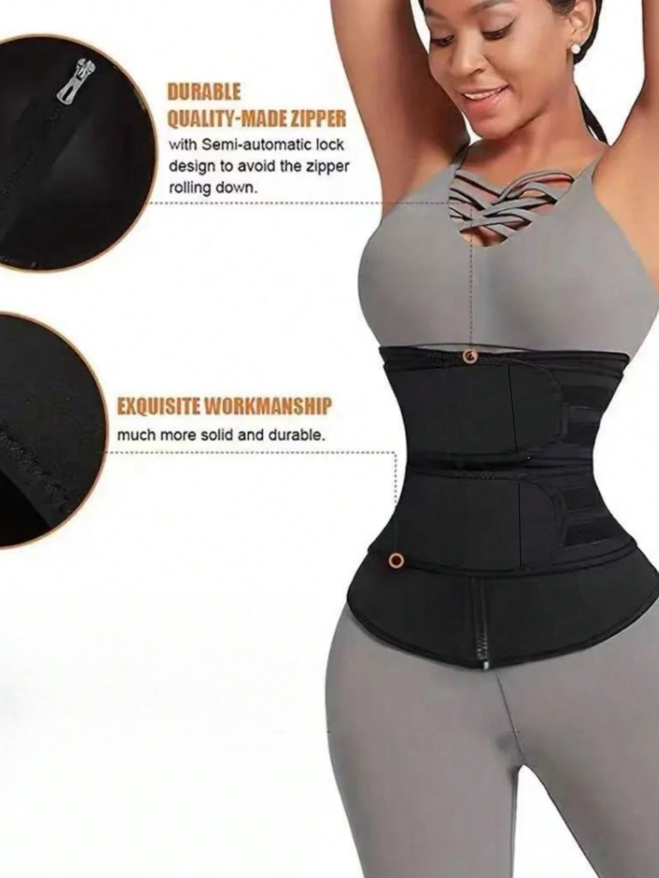 Postpartum Slimming Double-Belt with Zipper: A Waist Trainer for Body-Shaping Exercises to Induce Sweating and Abdominal Tighten
