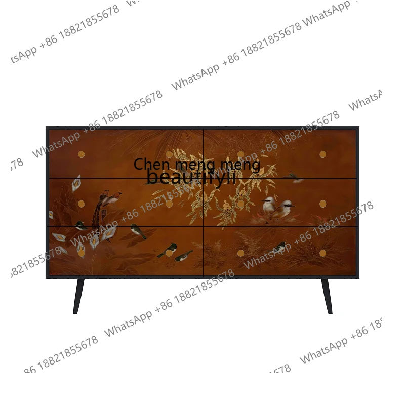 medieval flower and bird storage tea cabinet aisle entrance entrance entrance cabinet custom 6-bucket cabinet free installation