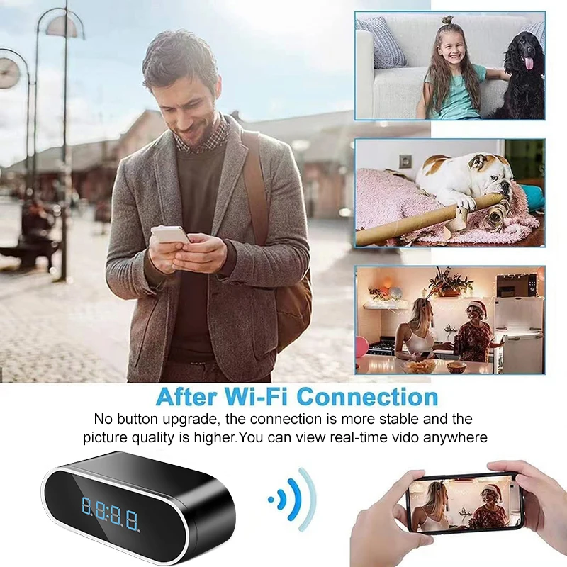 Wifi Mini Clock Camera Remote Viewing With Night Vision 1080P Surveillance Camera Remote Control Motion Detection For Household