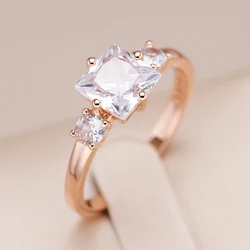 Kienl Hot Square Natural Zircon Wedding Ring for Women 585 Rose Gold Color Bride Accessories High Quality Daily Fine Jewelry