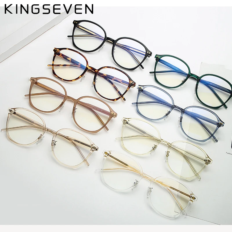 

KINGSEVEN New Round TR90 Glasses Frame Blue Light Blocking Eyewear Optical Glasses Customizable Prescription Brille N9587