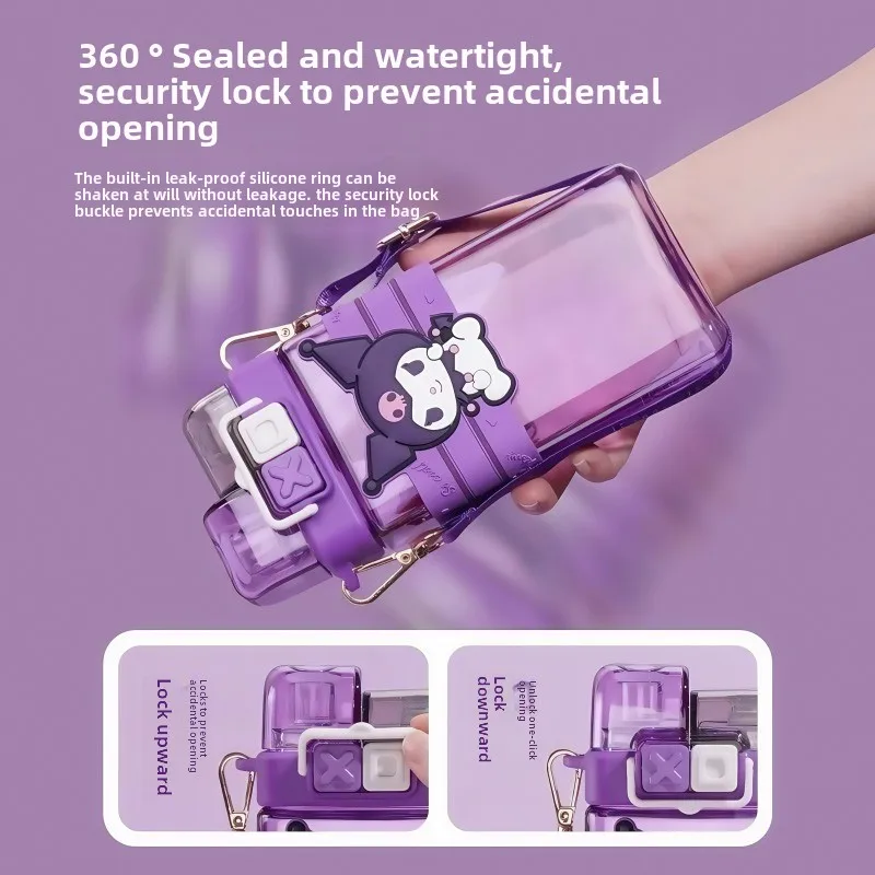 كوب ماء للأطفال من سانريو 520 مل زجاجة كورومي بلاستيكية كوب شرب مزدوج كارتوني لطيف بسعة كبيرة زجاجة مياه للطلاب #4