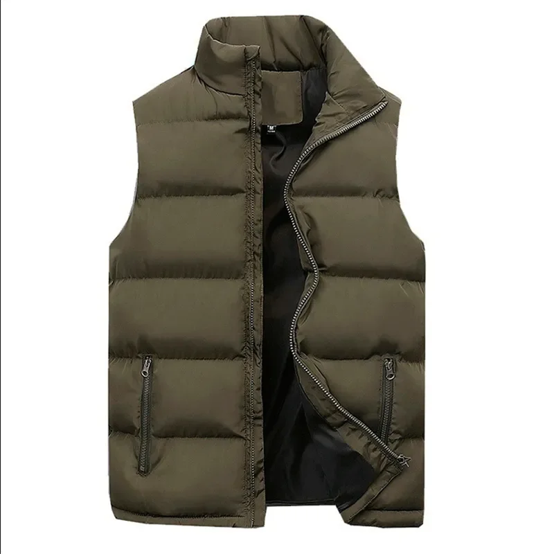 KELCE Brand 2023 Winter Men Vest Parkas Cotton Casual Sleeveless Stand Thick Clothes Solid Color Vest Jacket Male