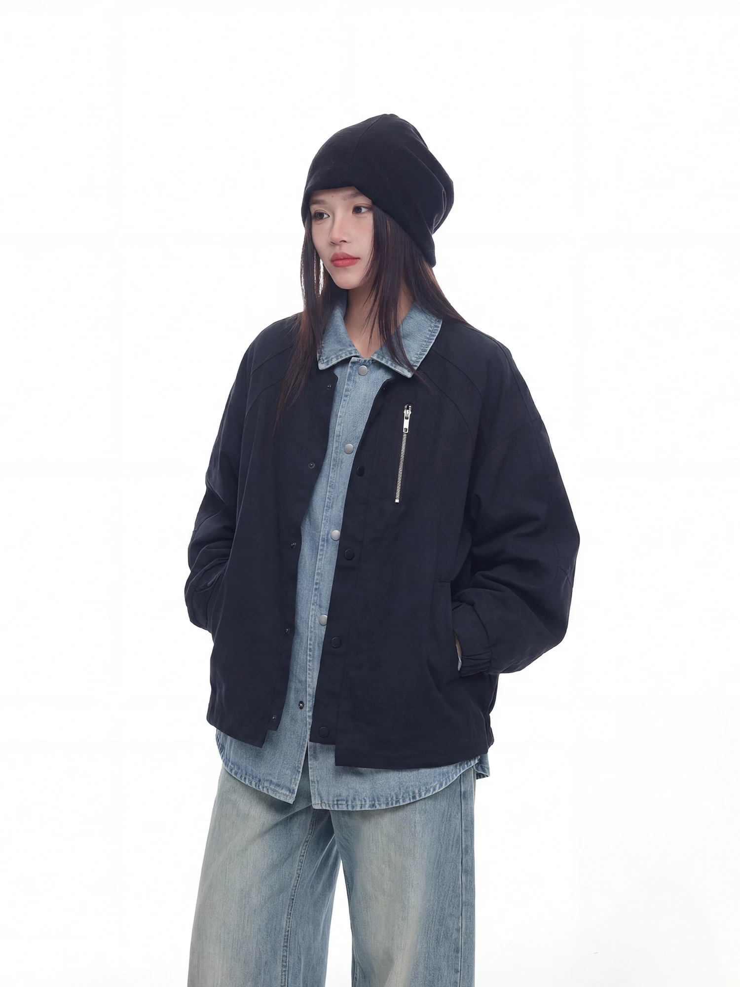 

American Sle irt Jaet Women's Early Spring 2026 New Design Casual Loose Fit Streetwear Polyester Long Sve Button up