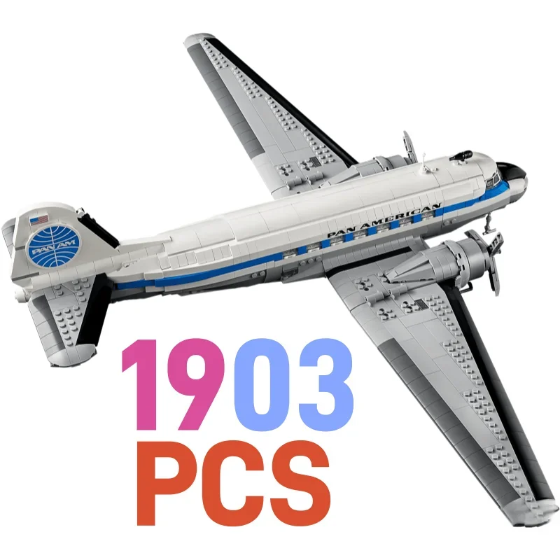 2026 New 1903PCS Creative Icons Douglas DC-3 Pan Am Airliner Model Building Blocks Toy Christmas Gift