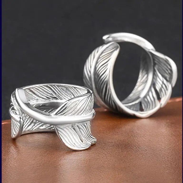 

Takahashi Wulang Index Finger Personalized 925 Sterling Silver Jewelry Vintage Thai Silver Feather Ring Live Men's Accessory Rin