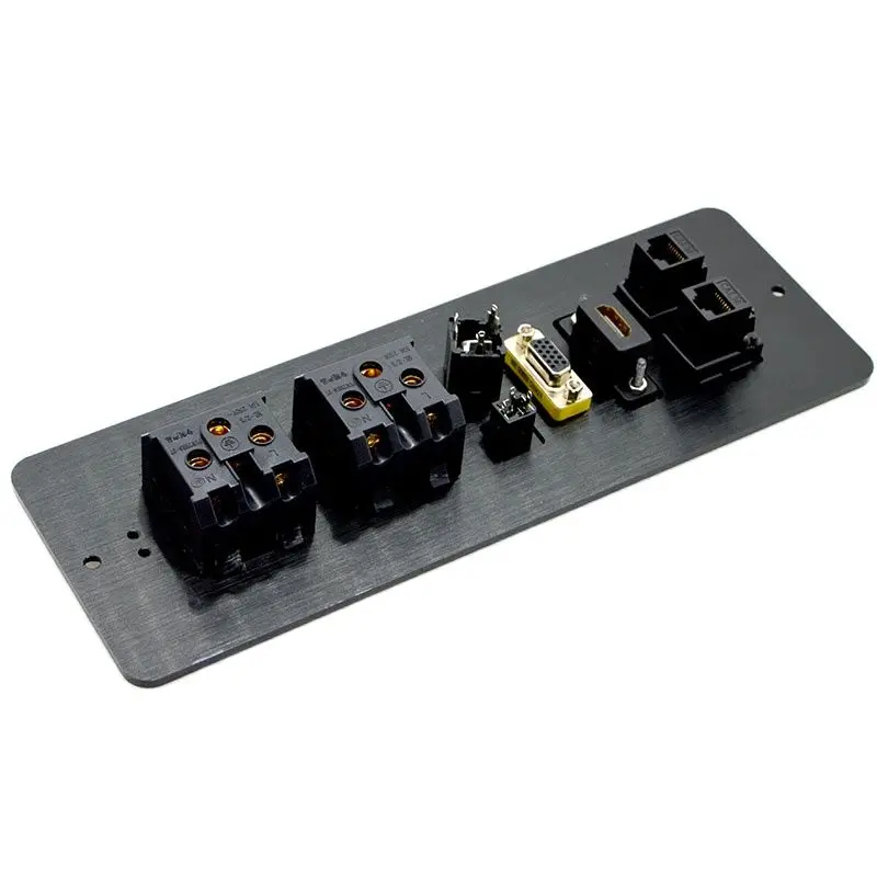 LP810 New Multifunctional Desktop Socket Furniture Socket 3.5 Audio VGA Network Interface Black Silver 2 Color Selection