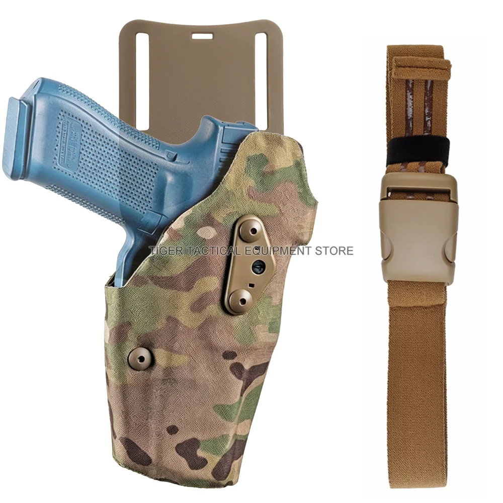 Tactical Pistol Glock 17 Holster 9mm Airsoft G17 X300 X300U Holster with Pull Locking System QLS Quick Release Drop Leg Platform