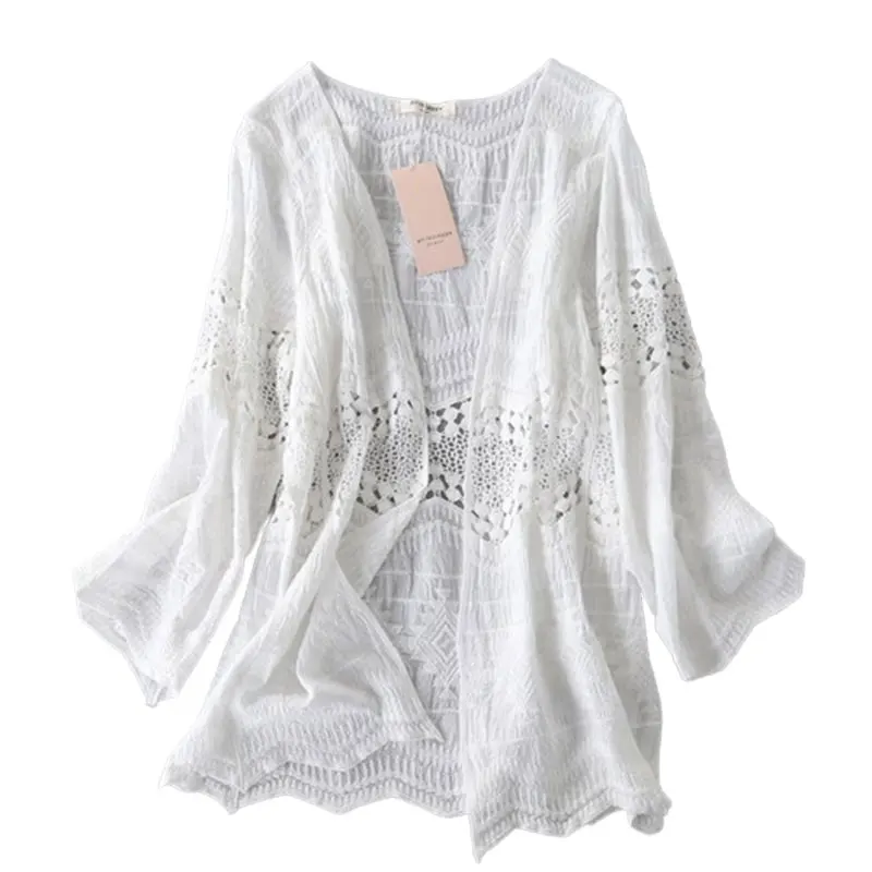 Cardigan Amissié en Pur Coton pour Femme, Vêtement Élégant, Coupe Cintrée, Style Harajuku