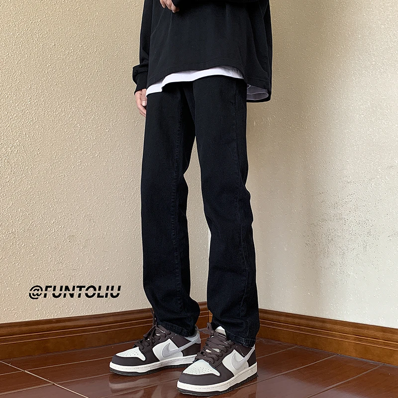 

Bla Casual Men's Jeans Spring Autumn American Retro Slim Straight Elastic Versatile Street Sle Wear Resistant Long Trousers