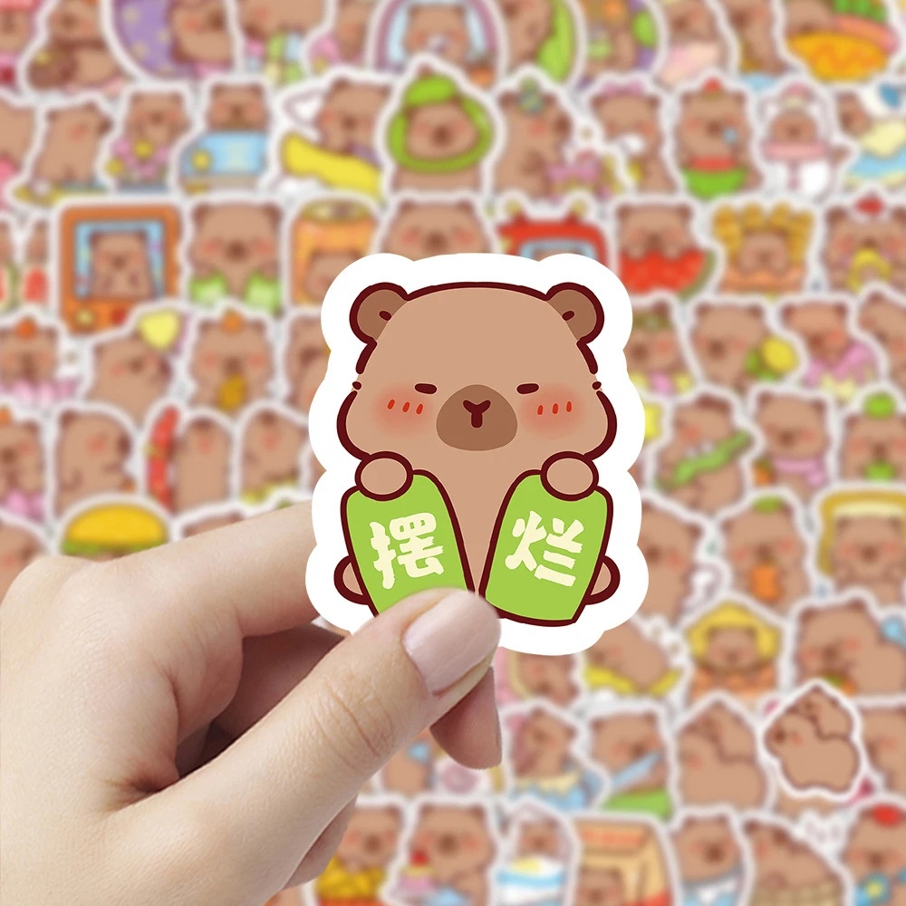 

10/30/50/100pcs Cute Funny Capybara MEME Stickers Kawaii Animal Decal Decoration DIY Notebook Laptop Luggage PVC Sticker for Kid