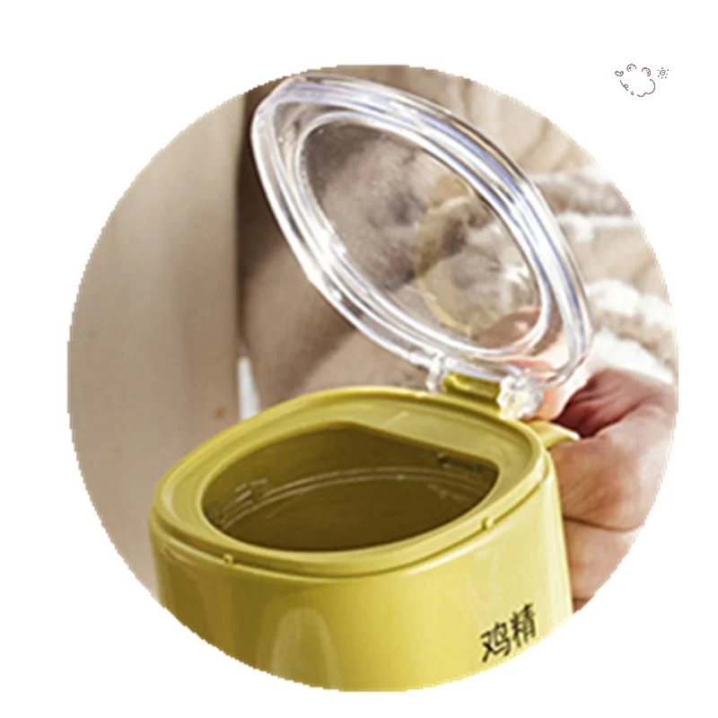 

[H8G] 1Pcs Thickened Lead Free Glass Seasoning Box With Spoon Airtight Flip Lid Kitchen Pantry Storage Container