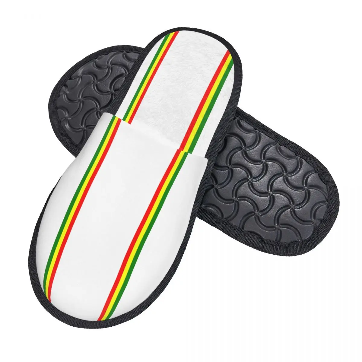 Rasta Stripe Rasta Color House Slippers Women Soft Memory Foam Jamaican Slip On Hotel Slipper Shoes