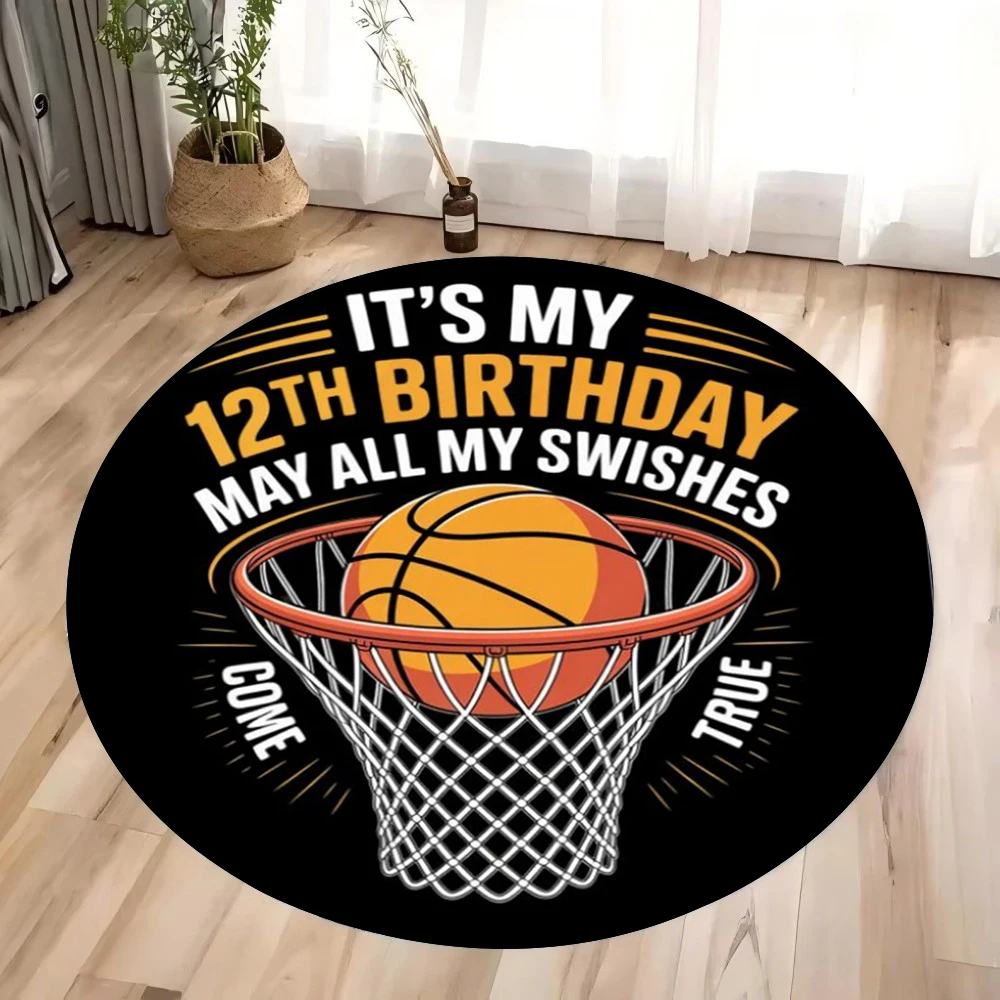 رغبات عيد الميلاد وكرة السلة، سجادة مطبوعة دائرية لكرة السلة، تمر عبر عشاق كرة السلة غير قابلة للانزلاق